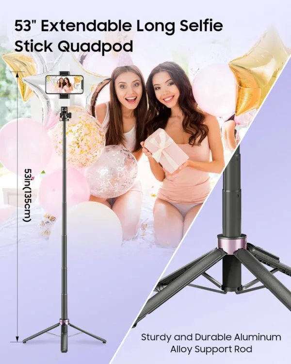53'' Selfie Stick Tripod with Light