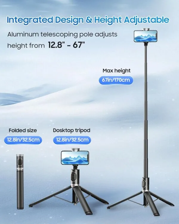 67" Selfie Stick Phone Tripod