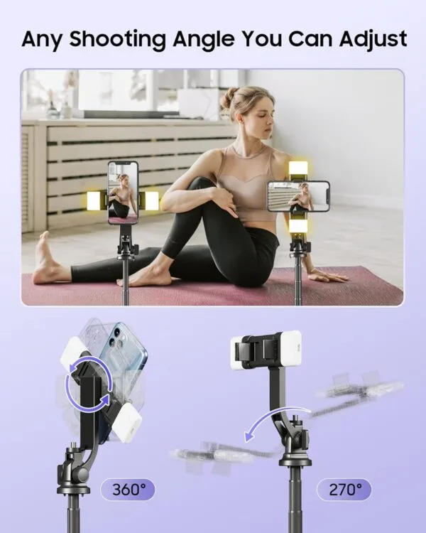 53'' Selfie Stick Tripod with Light